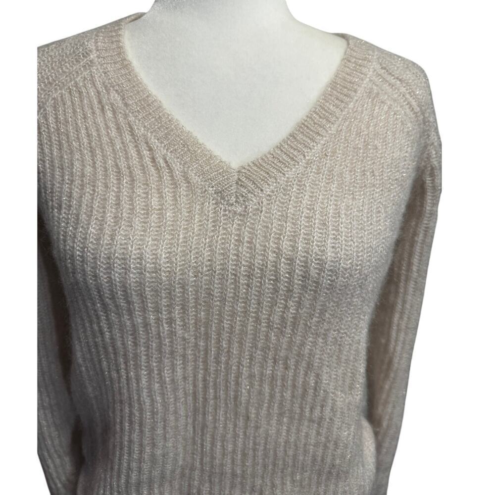 Comptoir des Cotonniers Mohair Blend Cream with Subtle Shimmer Sweater US XXS - Picture 4 of 7